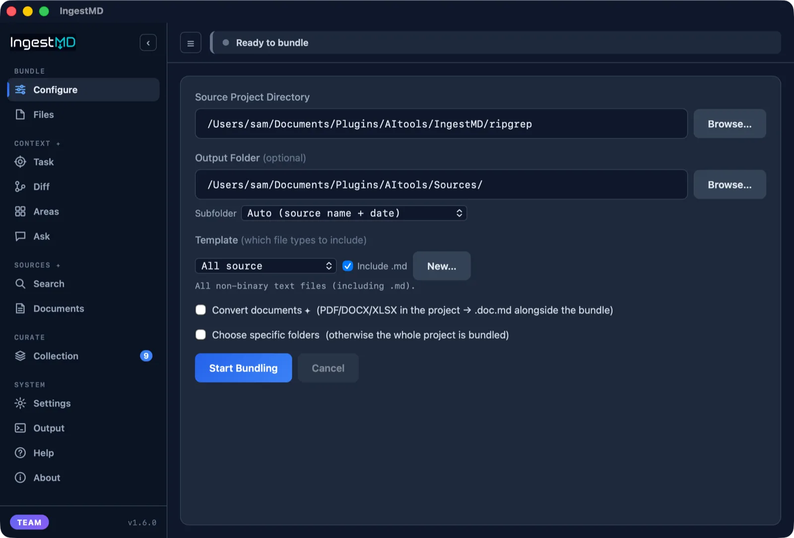 IngestMD Configure tab
