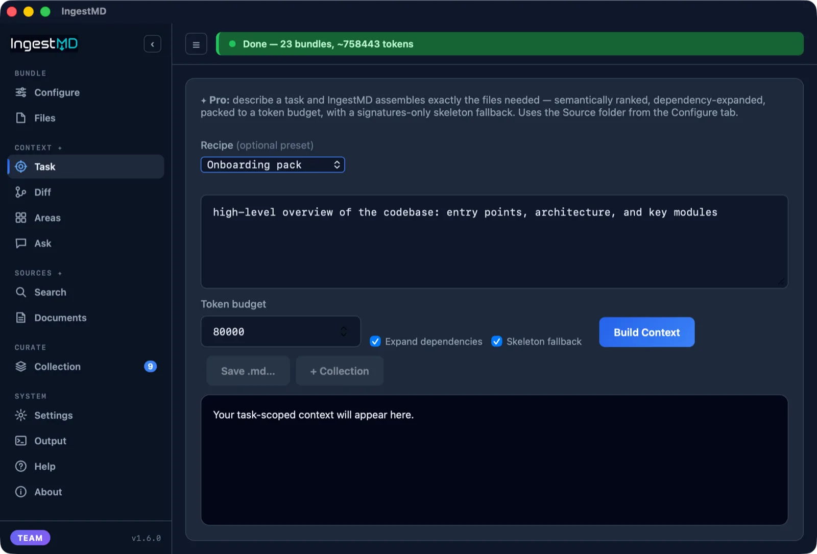 IngestMD Task context